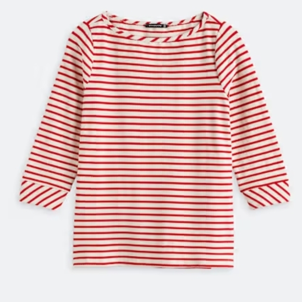 Red Striped Women's 3/4 Sleeve Top